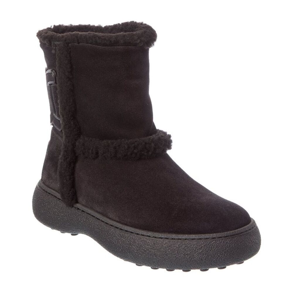 Tod’S Suede & Shearling Boot, Black